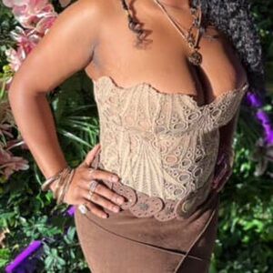 Brown Lace Bustier Top